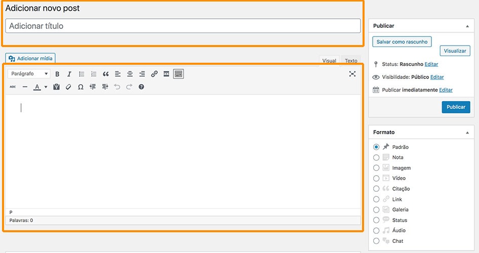 escrevendo no wordpress
